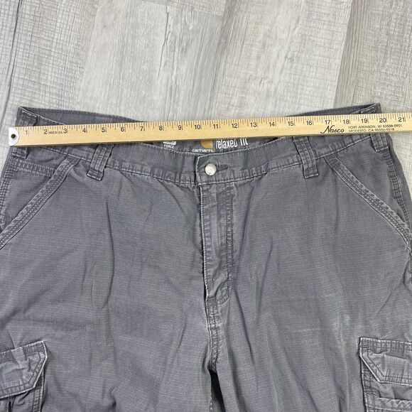 Carhartt Pants Mens 42x30 Beige Cargo Ripstop Relaxed Fit FORCE Workwear Baggy X - Picture 7 of 11